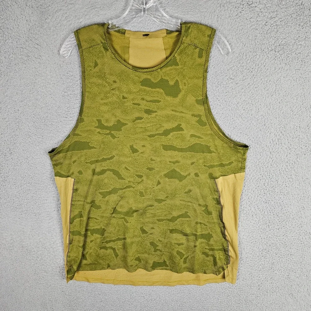 Lululemon Tank Top Mens L Green Camo Fast and Free Sleeveless Athletic Training